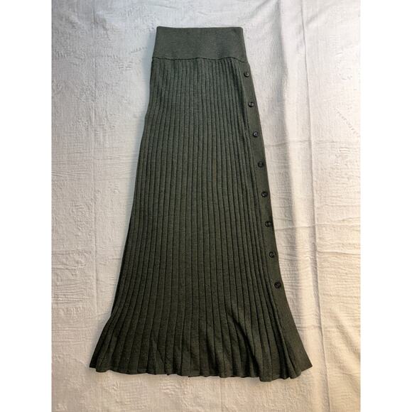 Lisa Yang Katie Skirt Side Button Long Tulip Hem Ribbed Cashmere Moss Size 1 S/M - Picture 8 of 16